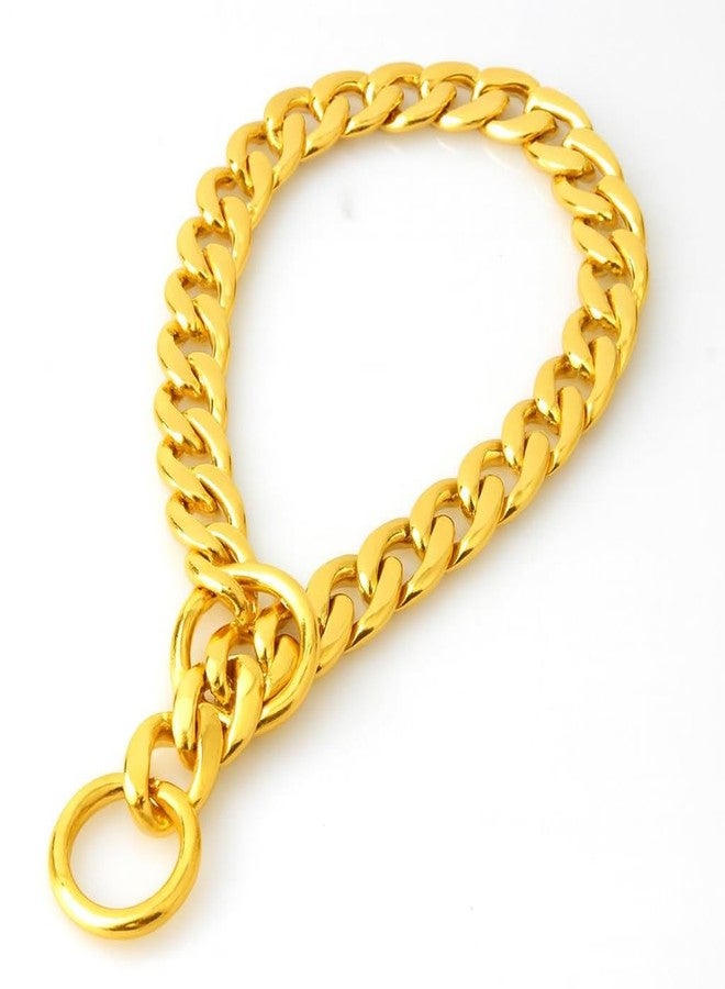 PET FUN Heavy Duty Choke Chain Dog Collar - 4mm Steel Training Collar with 360° Swivel | Durable Brass-Finish Links for All Medium & Large Breeds | (Width 4 MM - Length -24.INCH) - Image 1